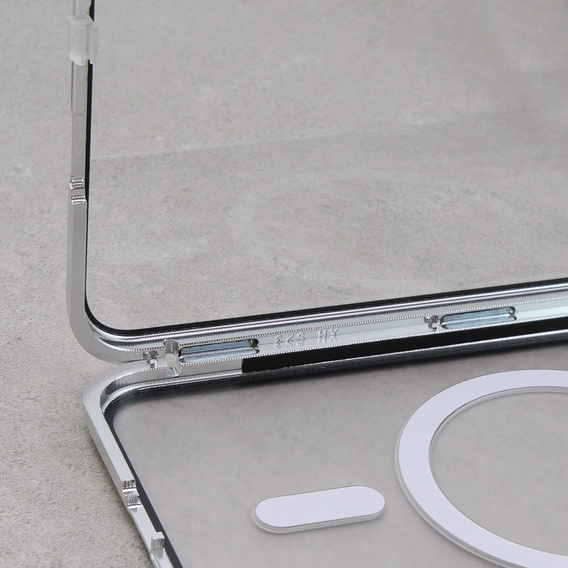 Magnetic Dual Glass MagSafe tok Samsung Galaxy S23, ezüst