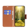 Pattintható tok a Samsung Galaxy A15, Wallet Litchi Leather, barna + 9H üveg