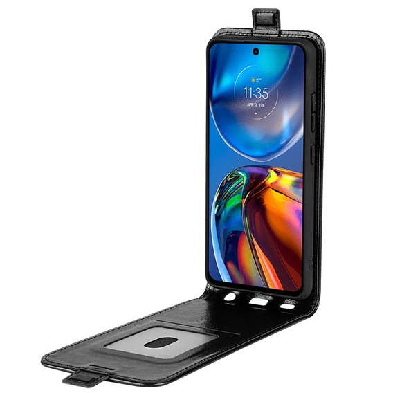 Pattintható tok a Motorola Moto E32 4G, Flip, fekete