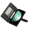 Pattintható tok a Samsung Galaxy S24 FE, Wallet Zipper Pocket, fekete
