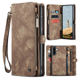 CASEME tok Samsung Galaxy A56 5G, Retro Leather Wallet, szíjjal, barna