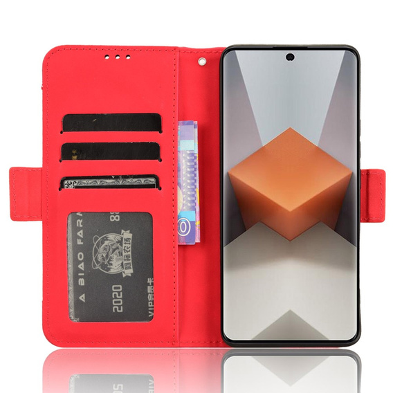 Pattintható tok a Xiaomi Redmi Note 13 Pro+, Card Slot, piros