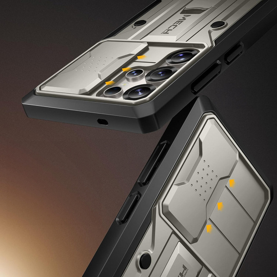 Robusztus tok Samsung Galaxy S25 Ultra készülékhez – Tongate MECH sorozatú klip, fekete