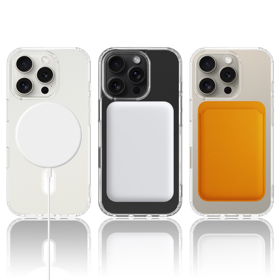 MagSafe mágneses tok iPhone 16 Pro Max-hoz, ERBORD CrystalMag, átlátszó + képernyőüveg
