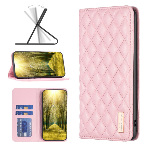 Pattintható tok a Oppo A38 4G, Wallet, BINFEN COLOR, rózsaszín