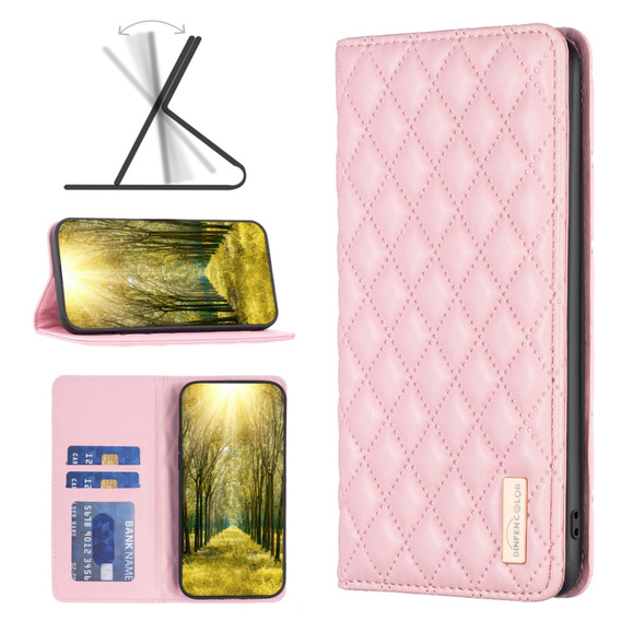 Pattintható tok a Xiaomi Redmi Note 13 5G, Wallet, BINFEN COLOR, rózsaszín
