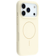 Szilikon tok iPhone 17 Pro Max készülékhez - MagSafe kompatibilis, ütésgátló, bézs színben