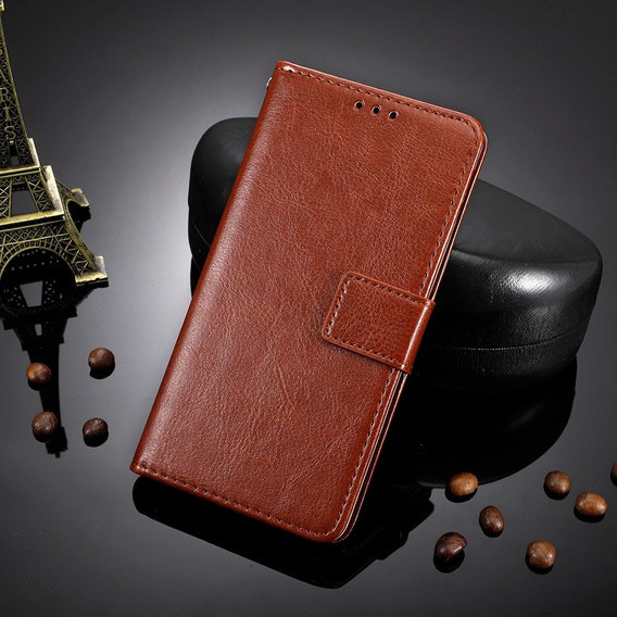 Pattintható tok a Xiaomi Poco X6 5G, Crazy Horse Wallet, barna