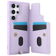Tok Samsung Galaxy S25 Ultra, Leather Flower Card Slot, lila