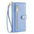 Pattintható tok a iPhone 14 Pro, Wallet Zipper Pocket, kék