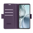 Tok Realme 14 Pro+ 5G, ERBORD Glossy Litchi, pénztárca patenttal, lila