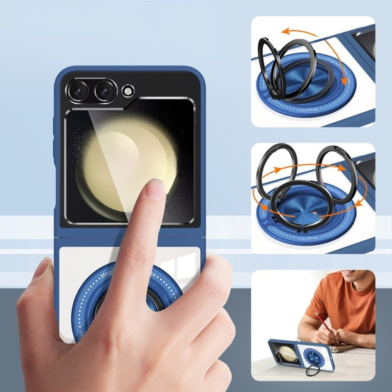 Tok Samsung Galaxy Z Flip7 FE / Z Flip6, Corners Dropproof, MagSafe-hoz, átlátszó / tengerészkék