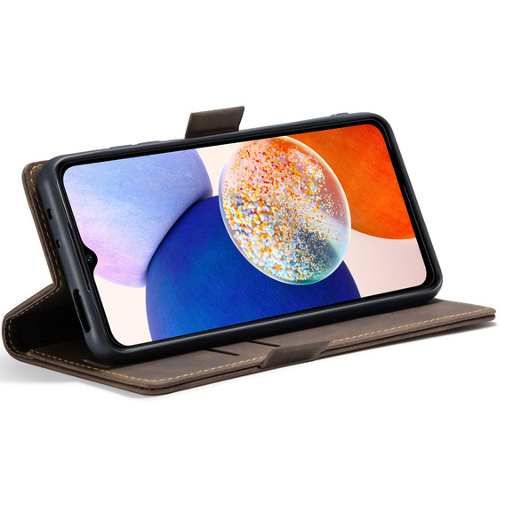 Telefontok a Samsung Galaxy A14 4G/5G, ERBORD Vintage, pénztárca patenttal, kávé