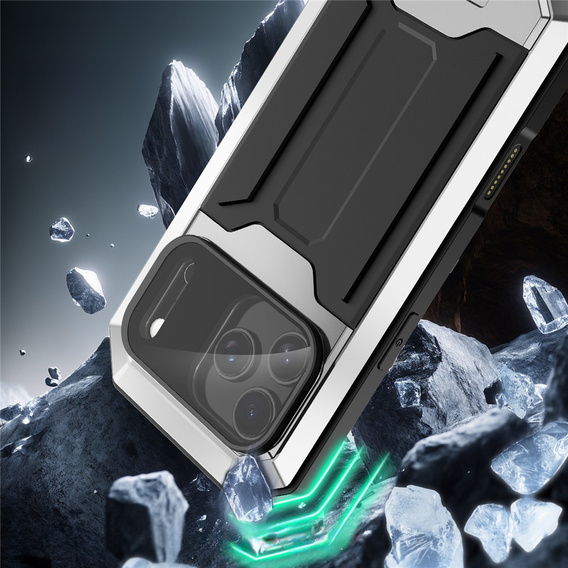 R-JUST páncélozott tok képernyővédővel és állvánnyal iPhone 17 Pro Max készülékhez