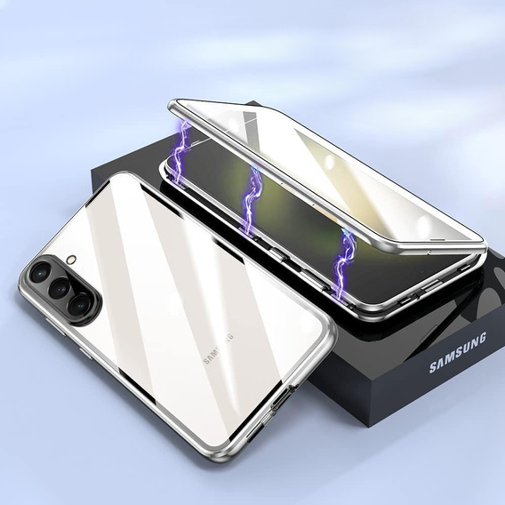 Tok Samsung Galaxy A56, Magnetic Dual Glass, ezüst