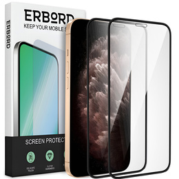 2x edzett üveg a iPhone X/XS/11 Pro, ERBORD 3D teljes képernyő