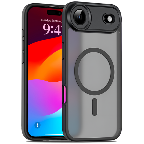 Matte tok iPhone Air készülékhez, MagSafe-hoz, kameravédelemmel, fekete