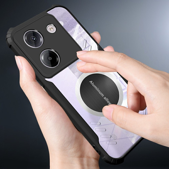 Tok Xiaomi Poco M7 Pro 5G, mágneses lemezzel, átlátszó / fekete