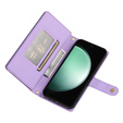Pattintható tok a Samsung Galaxy S24 FE, Wallet Zipper Pocket, lila