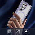 Tok kerettel Samsung Galaxy S24 Ultra készülékhez, MagSafe-hoz, átlátszó / lila