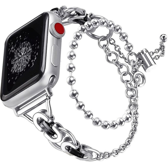 Női karkötő Apple Watch 1/2/3/4/5/6/7/8/9/SE 38/40/41mm, ezüst / fekete