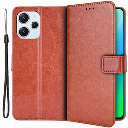 Pattintható tok a Xiaomi Redmi 12, Crazy Horse Wallet, barna
