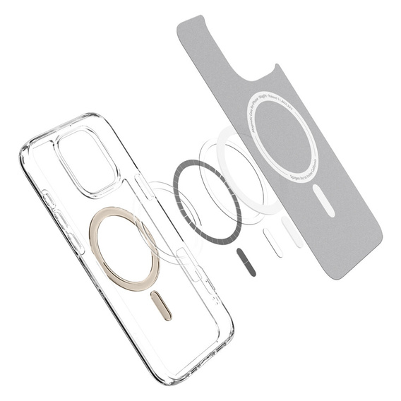 MagSafe Spigen tok iPhone 16 Pro, Ultra Hybrid, átlátszó / zöld + 9H edzett üveg