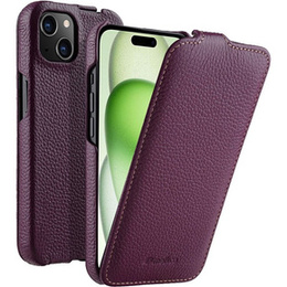 MELKCO flip tok iPhone 15-hoz, bőr, flip, lila