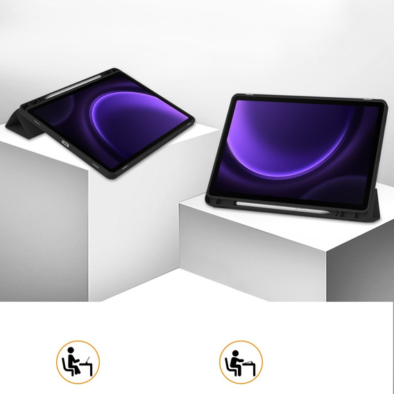Tok Samsung Galaxy Tab S10 Lite / S10 FE / S9 FE, Smartcase tolltartóval, fekete