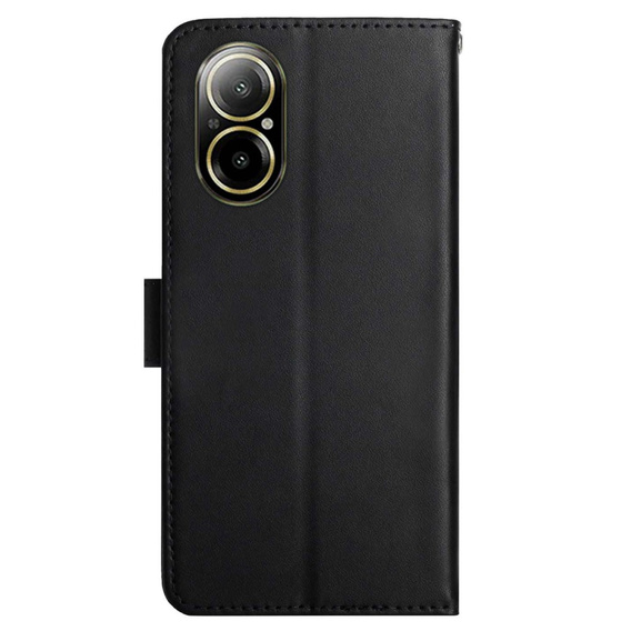 Pattintható tok a Realme C67, Split Leather Wallet, fekete