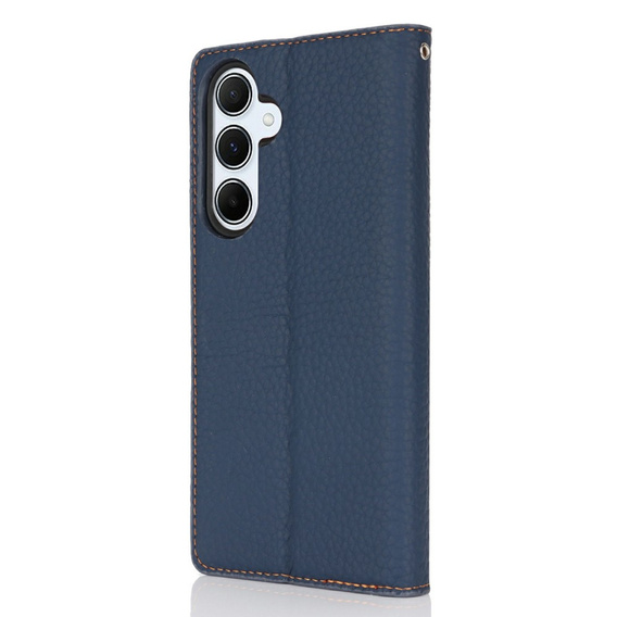 Pattintható tok a Samsung Galaxy S25, Litchi Skin Grain, sötétkék