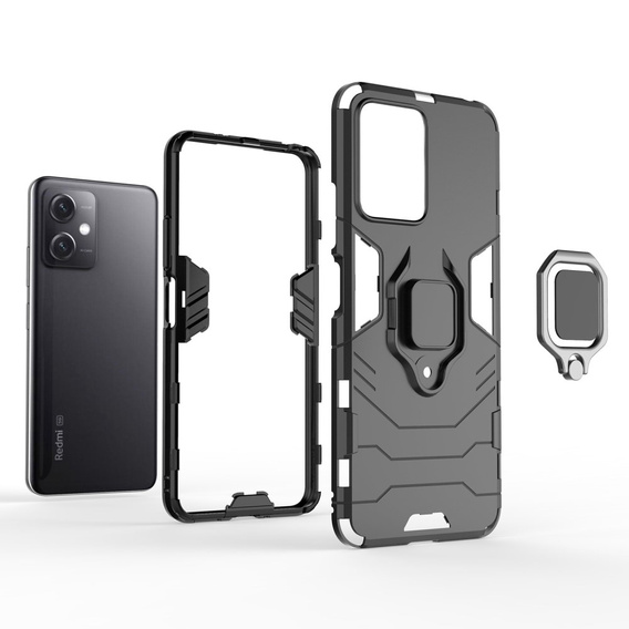 Telefontok a Xiaomi Redmi Note 12 5G / POCO X5 5G, Kickstand Ring, fekete