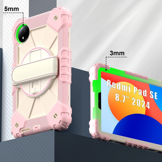 Gyerek tok Xiaomi Redmi Pad SE 8.7", páncélozott, pánttal, rózsaszín