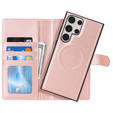 Pattintható tok Samsung Galaxy S23 Ultra, pénztárca, MagSafe-hoz, rózsaszín rose gold