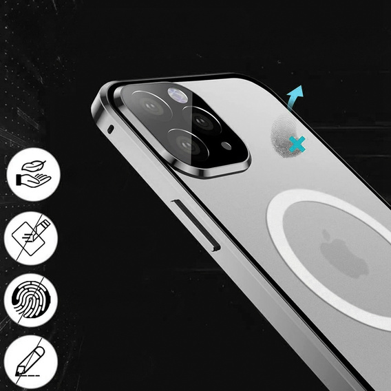 Magnetic Dual Glass MagSafe tok iPhone 14 Pro Max, ezüst