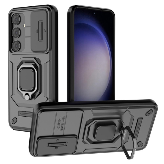 Telefontok a Samsung Galaxy S24, KickStand Camera Lens, fekete