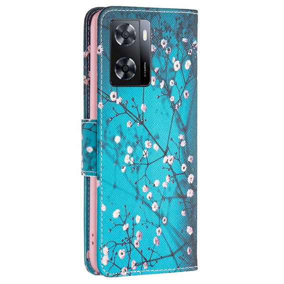 Pattintható tok a OPPO A57 / A57s, Wallet, Sakura, kék
