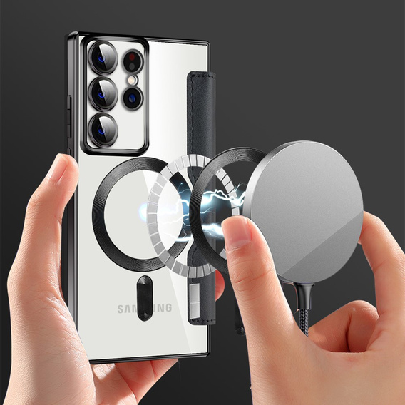 Pattintható tok a Samsung Galaxy S22 Ultra 5G, RFID Wallet MagSafe CamShield, fekete