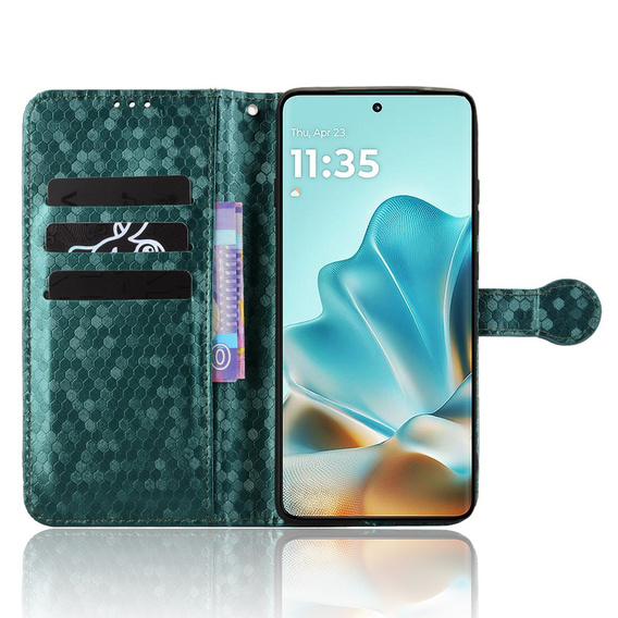 Flap tok Motorola Edge 60 / 60 Fusion, Wallet Rhombus, zöld