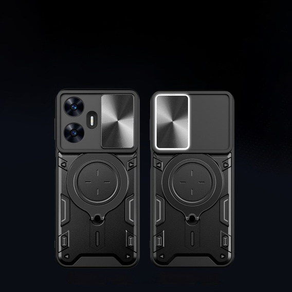 Páncélozott tok Realme C55, CamShield Slide, fekete