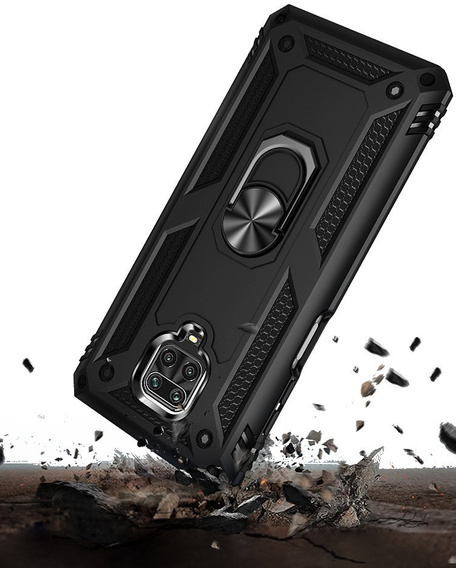 Páncélozott telefontok a Xiaomi Redmi Note 9S / 9 Pro, Nox Case Ring, fekete