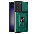 Páncélozott tok a Samsung Galaxy S23 Plus, Camera Slide Card Slot, zöld