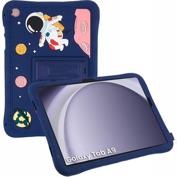 Gyermek szilikon tok Samsung Galaxy Tab A9 T220 X110 / X117, páncélozott, asztronauta, tengerészkék