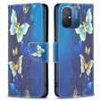 Pattintható tok a Xiaomi Redmi 12C, Wallet, butterfly, kék