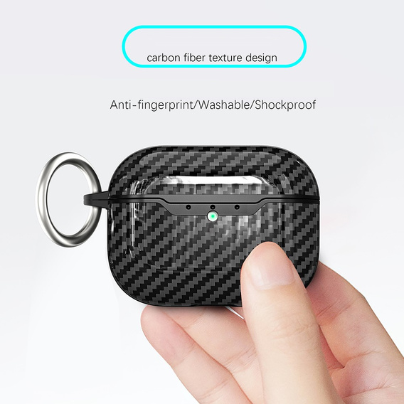 Szénszálas textúrájú TPU tok az AirPods Pro 3 készülékhez