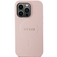 GUESS Telefontok a iPhone 14 Pro, Saffiano MagSafe, rózsaszín