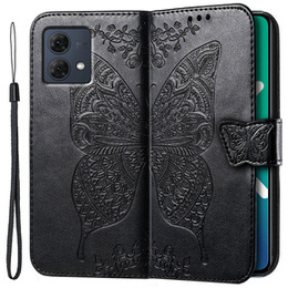 Pattintható tok a Motorola Moto G84, Butterfly, fekete