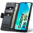Tok Samsung Galaxy A16, ERBORD Glossy Litchi, pénztárca patenttal, fekete