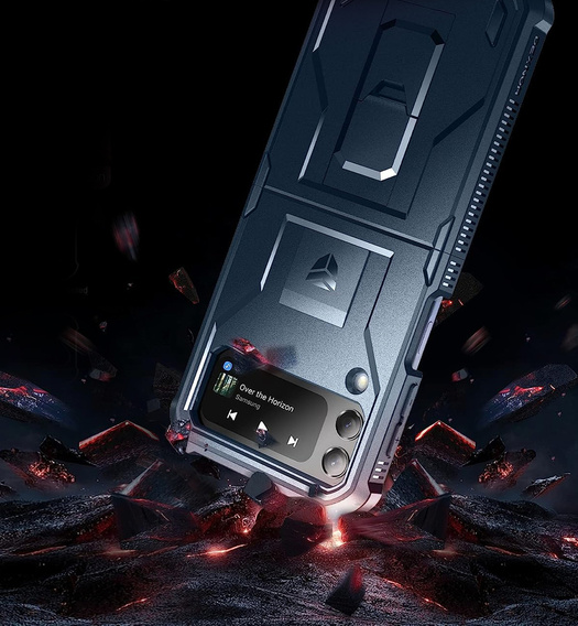 Páncélozott tok Samsung Galaxy Z Flip 4 5G készülékhez, Dexnor Clip Holder, sötétkék színű