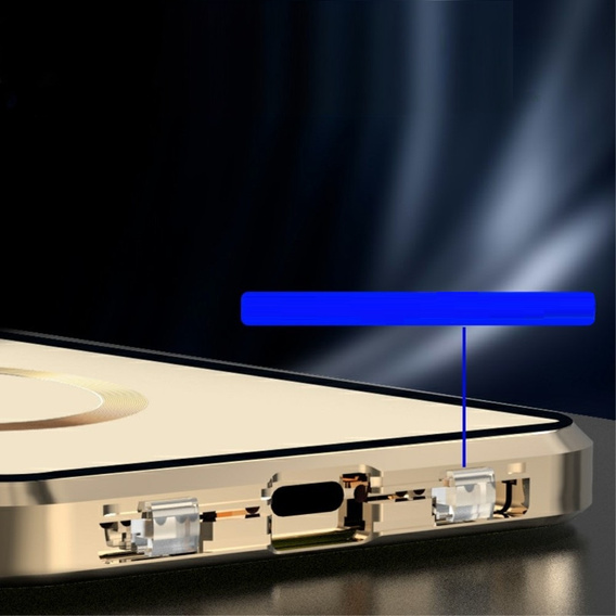 Magnetic Dual Glass MagSafe tok iPhone 15 Plus, arany